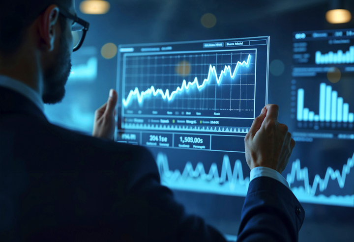 Imagen de analítica financiera aplicada a un Core de Tarjetas de Crédito moderno, con énfasis en eficiencia, escalabilidad y control total.
