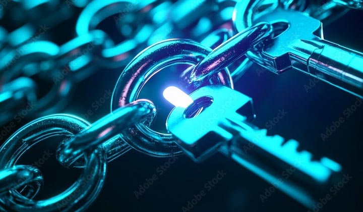 Visual que representa sistemas de gestión de claves (KMS), fundamentales para proteger datos cifrados y cumplir con regulaciones de seguridad financiera.