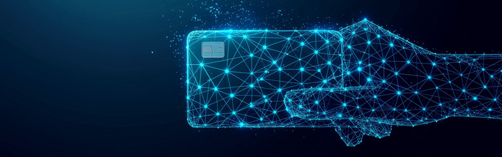 Representación gráfica de un sistema digital inteligente para la gestión de tarjetas de crédito con arquitectura core centralizada y segura.
