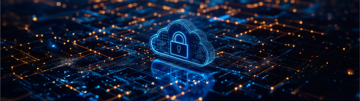 Visual representation of cryptographic security in the cloud that drives trust and protection for digital financial services.