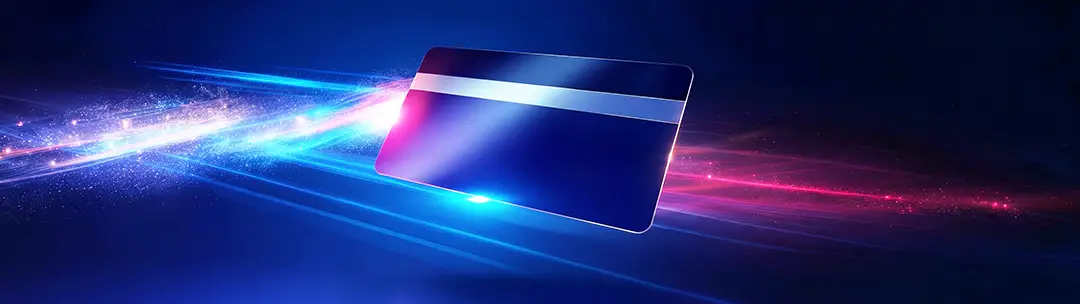 Tarjeta digital representando plataformas modernas de emisión y gestión de tarjetas con procesamiento en tiempo real e integración tecnológica.