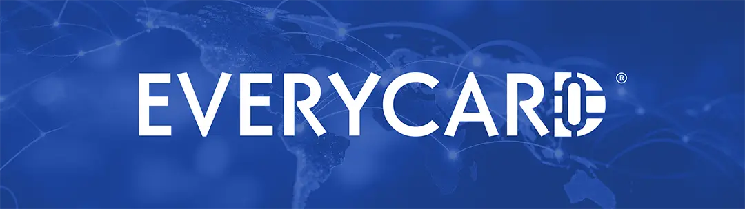 Logo de EVERYCARD® sobre fondo tecnológico global representando una plataforma enterprise-grade de emisión y gestión de tarjetas.